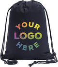 Mato & Hash Wholesale Custom Drawstring Backpacks, Personalized Promotional Cotton Bags - 50PK Black CE2725