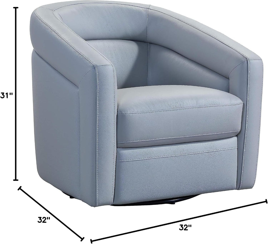 Armen Living Desi Contemporary Leather Swivel Living Room Accent Chair, 32' Wide, Dove Gray,LCDSCHDV