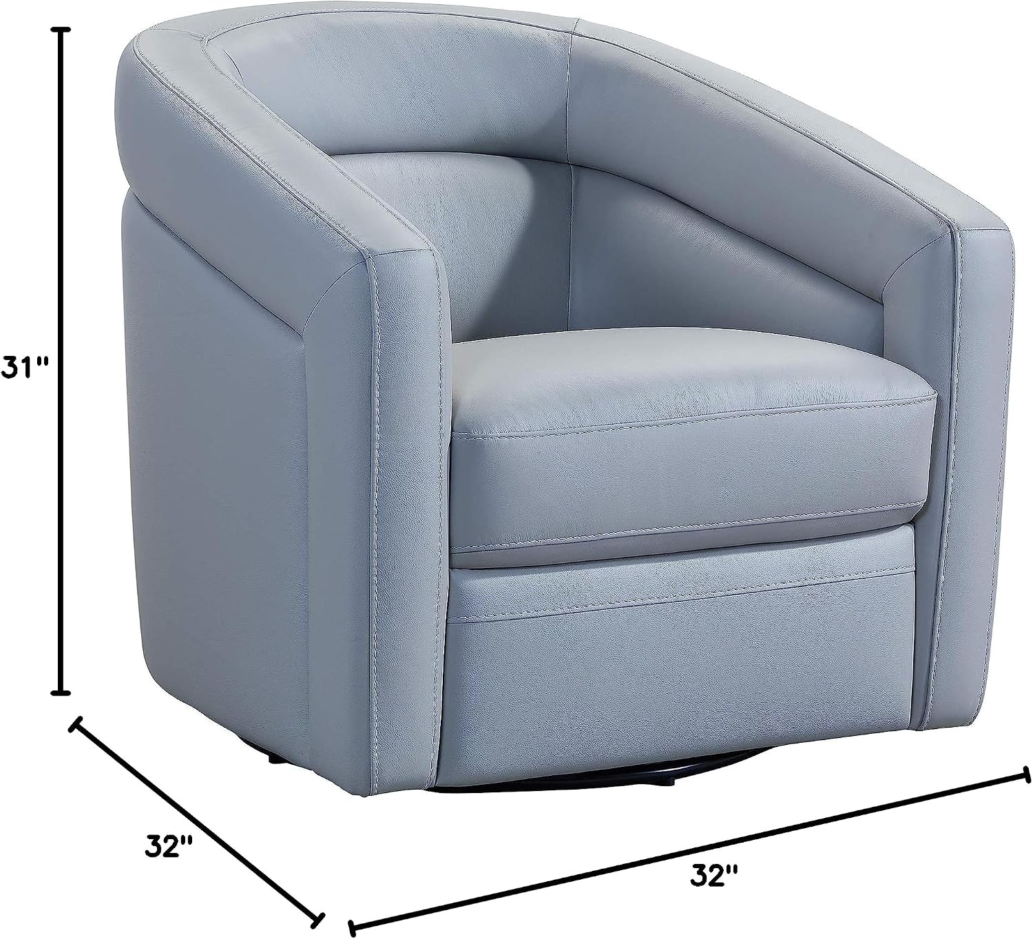 Armen Living Desi Contemporary Leather Swivel Living Room Accent Chair, 32' Wide, Dove Gray,LCDSCHDV