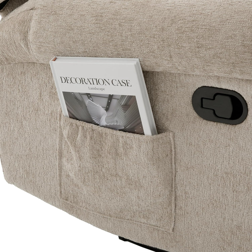 Christopher Knight Home Harper Massage Recliner Chair with 8 Modes, Chenille Upholstered Recliner Sofa, Swivel Massage Chair with a Side Storage Pocket for Living Room/Bedroom,Head Support,Light Brown