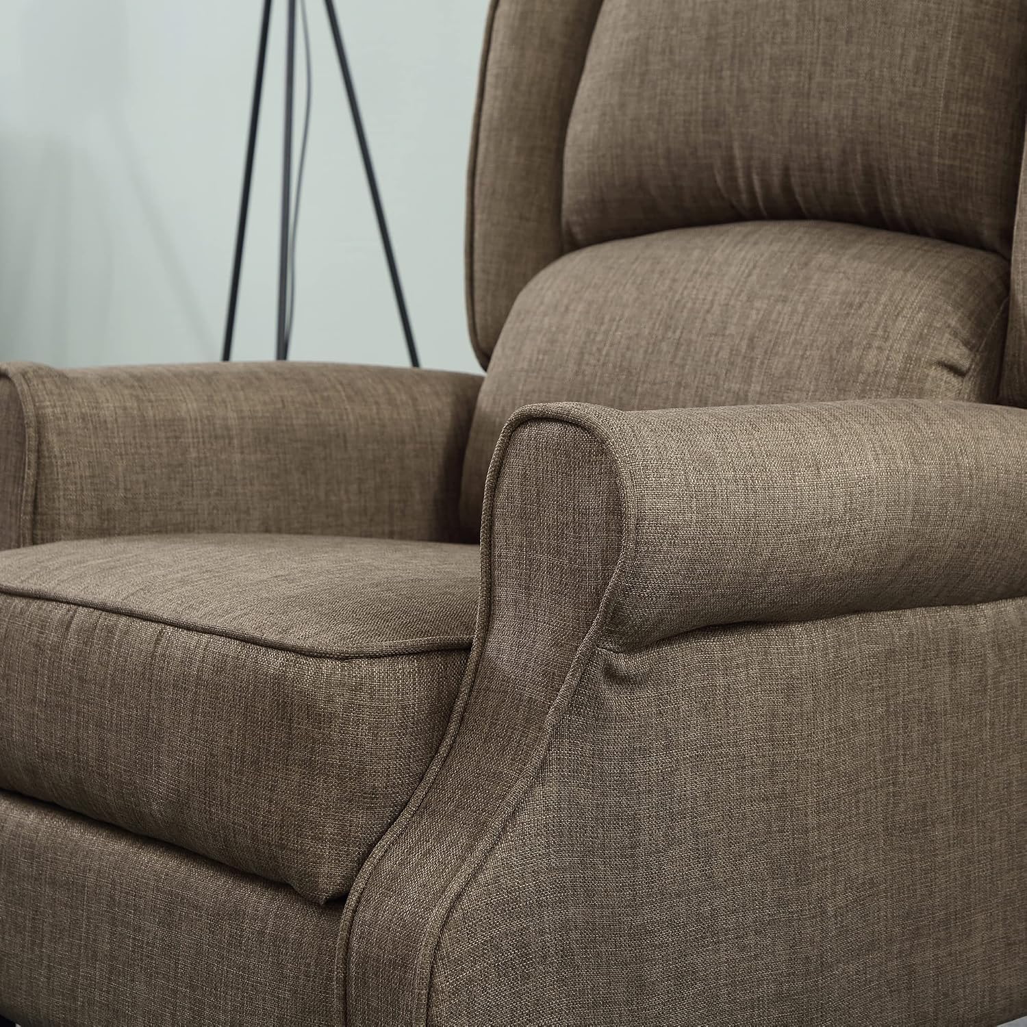 HOMCOM Vibration Massage Recliner Chair for Living Room with Heat, Wingback Single Sofa, Modern Linen Fabric Push Back Reclining Chair with Footrest, Side Pocket, Brown