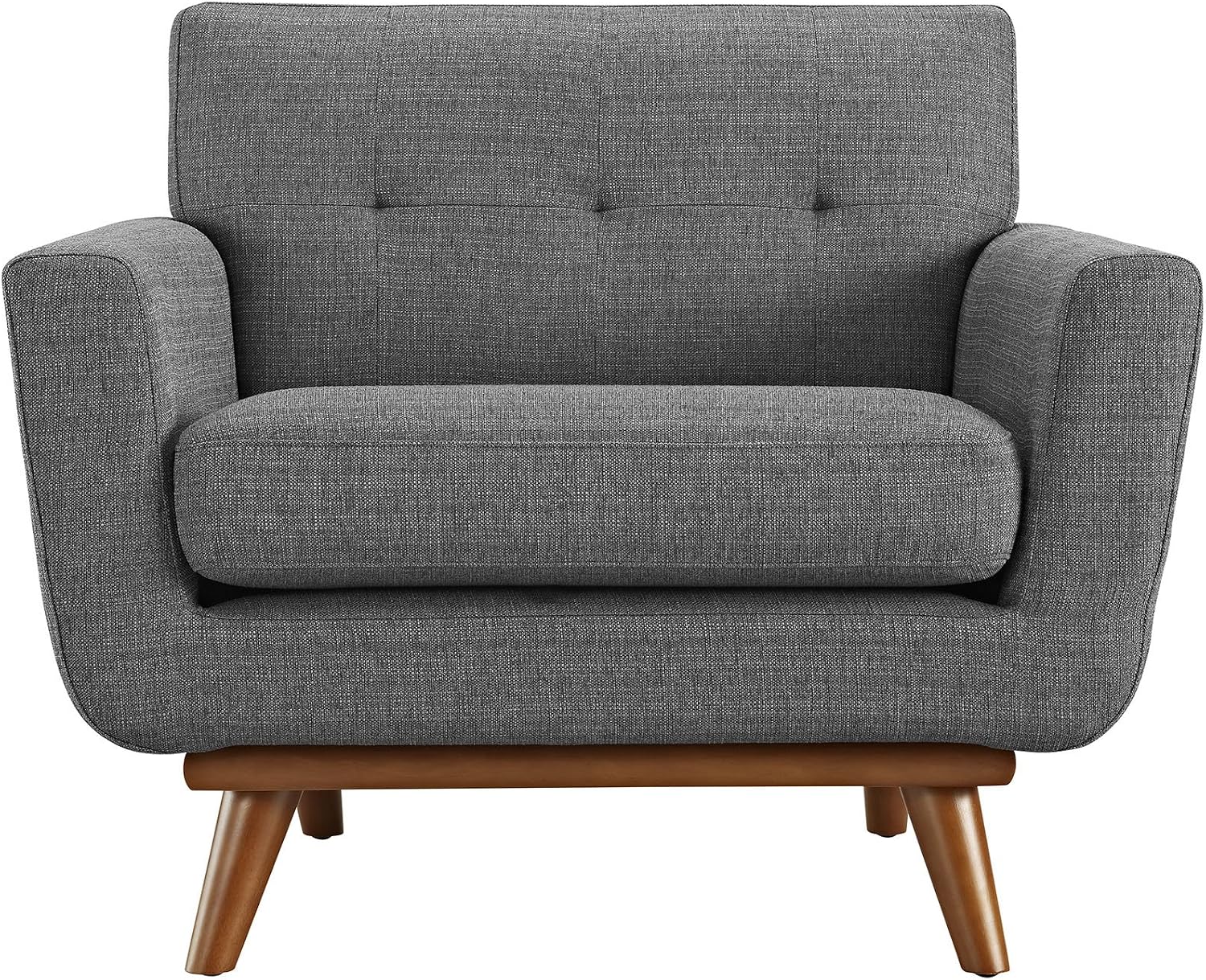 Modway Engage Mid-Century Modern Upholstered Fabric Accent Arm Lounge Chair, Wood in Gray, Armchair