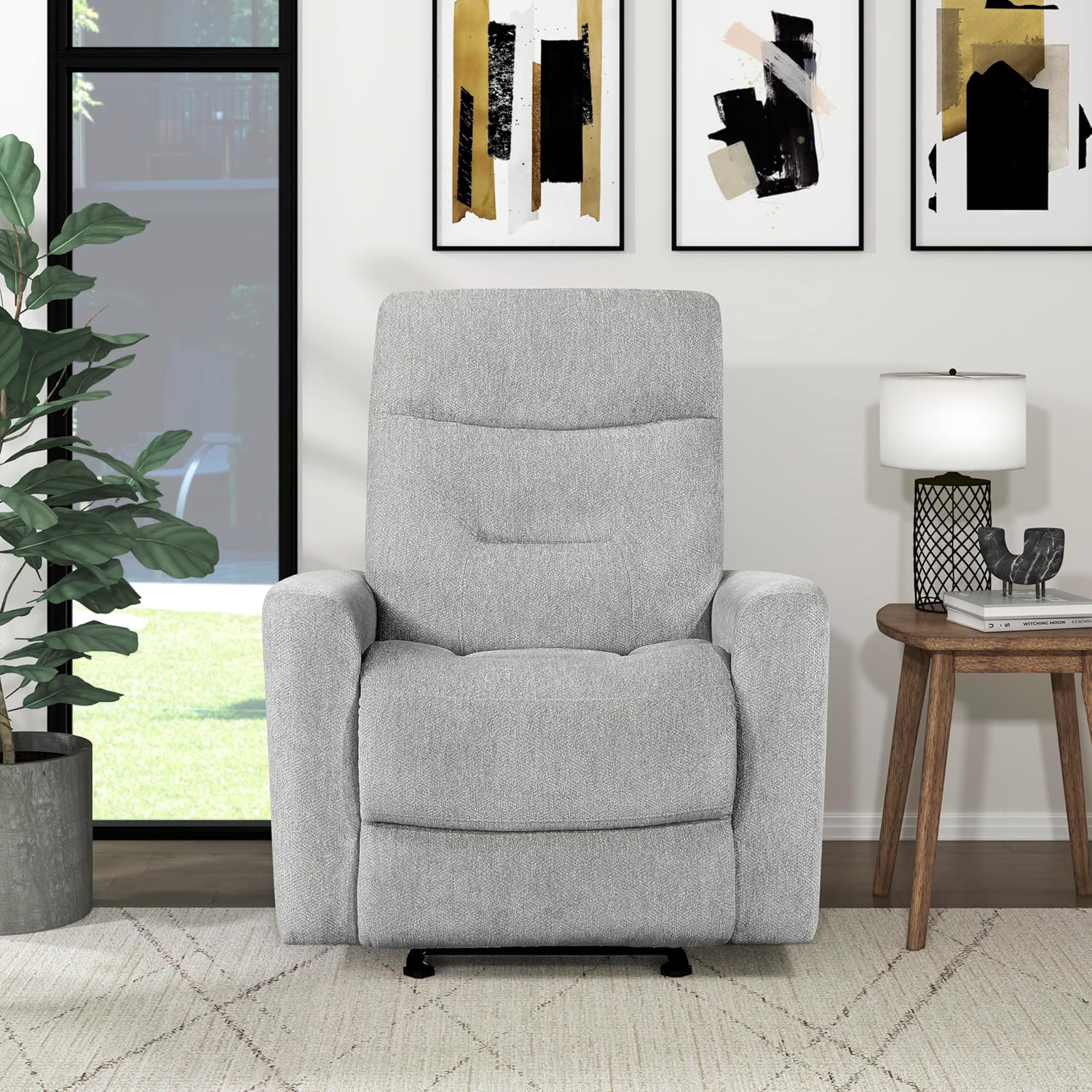 Lexicon Glider Recliner Chair Living Room Reclining Sofa Chair, Home Theater Seating, Nursery Glider Recliner, Manual Recliner Sofa Chair for Living Room/Office/Apartment, Grey