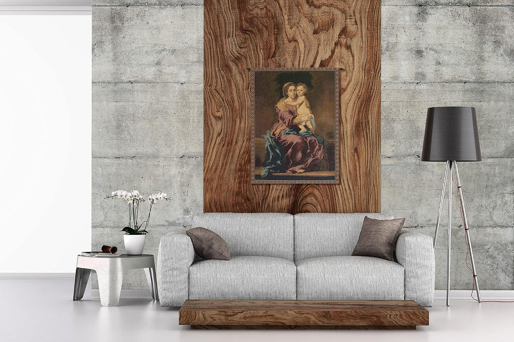Charlotte Home Furnishings Inc. Madonna Del Rosario Italian Tapestry Wall Hanging 24 X 20 Inch Cotton Blend Wall Art Perfect For Wall Decor By Bartolom