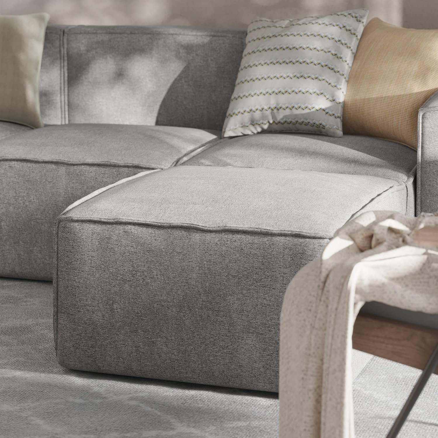 Flash Furniture Bridgetown Fabric Ottoman Module for Sectional Sofa, Customizable Modular Couch Ottoman, Gray