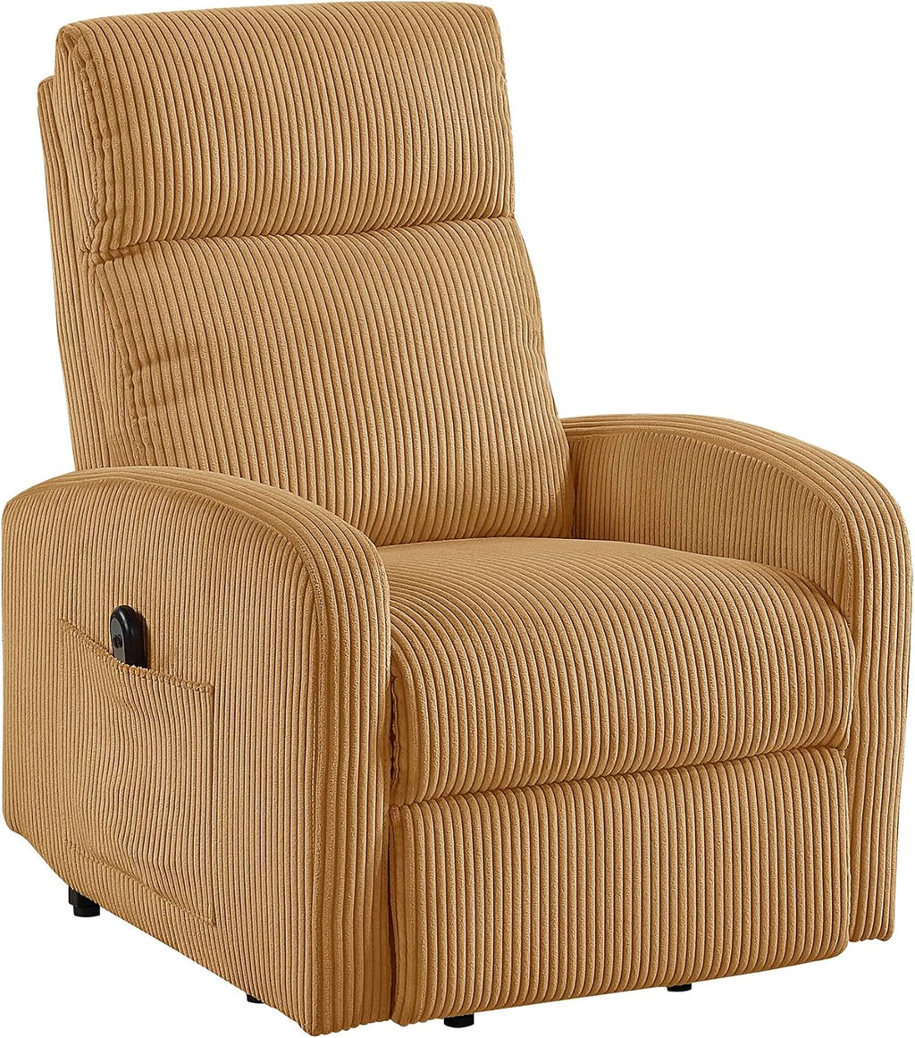 Lexicon Power Lift Recliner Chair for Elderly with Remote Control, Gentle Lift Motion, Side Pocket Armrest, Corduroy Upholstered Electric Recliner for Living Room/Bedroom, Easy Assembly, Yellow