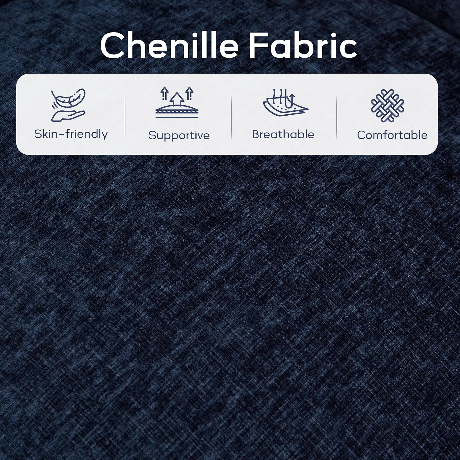 Zihanhome Chenille Swivel Accent Chair, Living Room Chairs, No Assembly Upholstered Armchair, 360°Rotating Barrel Chair for Bedroom, Apartment & Reading Nook (1, Dark Blue)