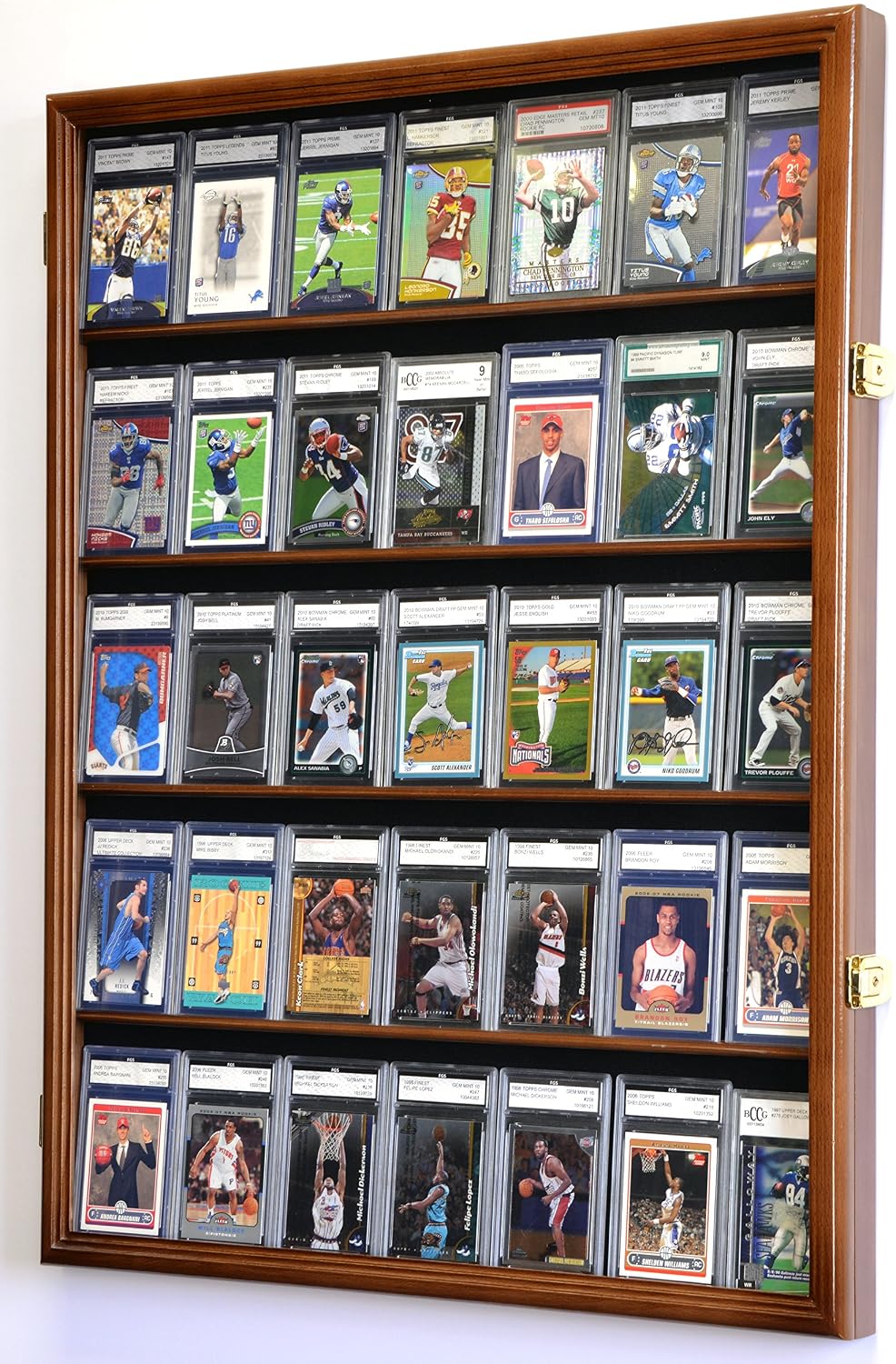 35 Graded Sport Cards/Collectible Card Display Case Wall Cabinet w/98% UV Door, Lockable