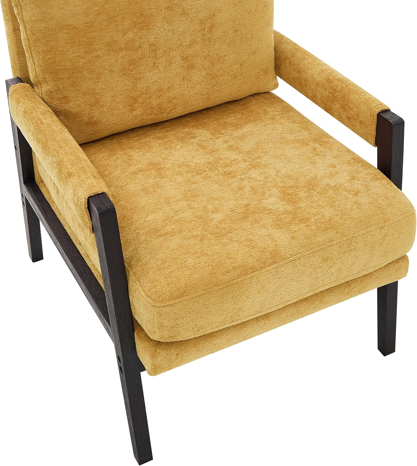 Roundhill Furniture Kelly Mid-Century Modern Chenille Upholstered Accent Armchair, Yellow