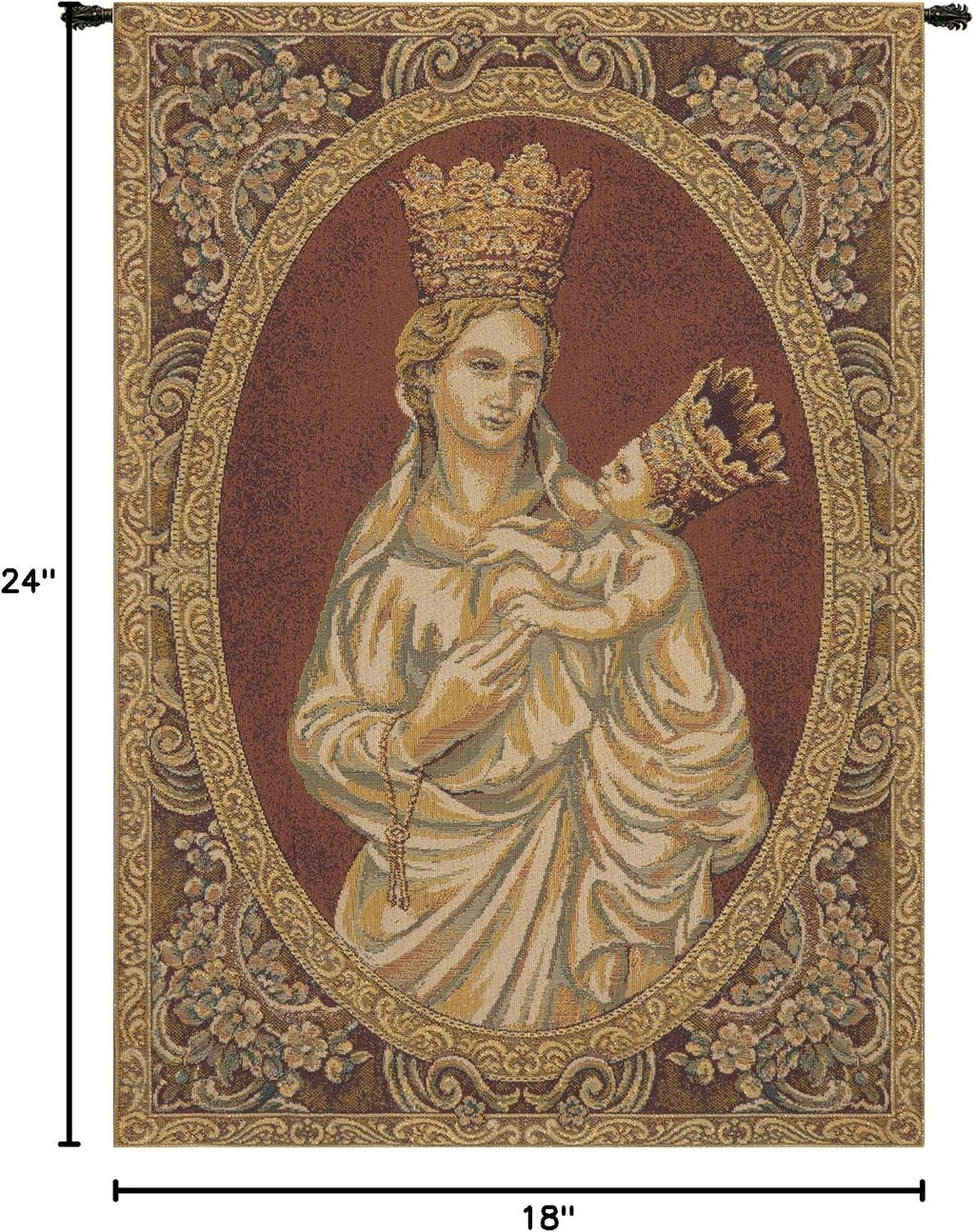 Charlotte Home Furnishings Inc. Madonna From Trapani Italian Tapestry Wall Hanging 24 X 18 Inch Viscose Cotton And Polyester Blend Wall Art Perfect For Home And Wall Decor By Nino Pisano