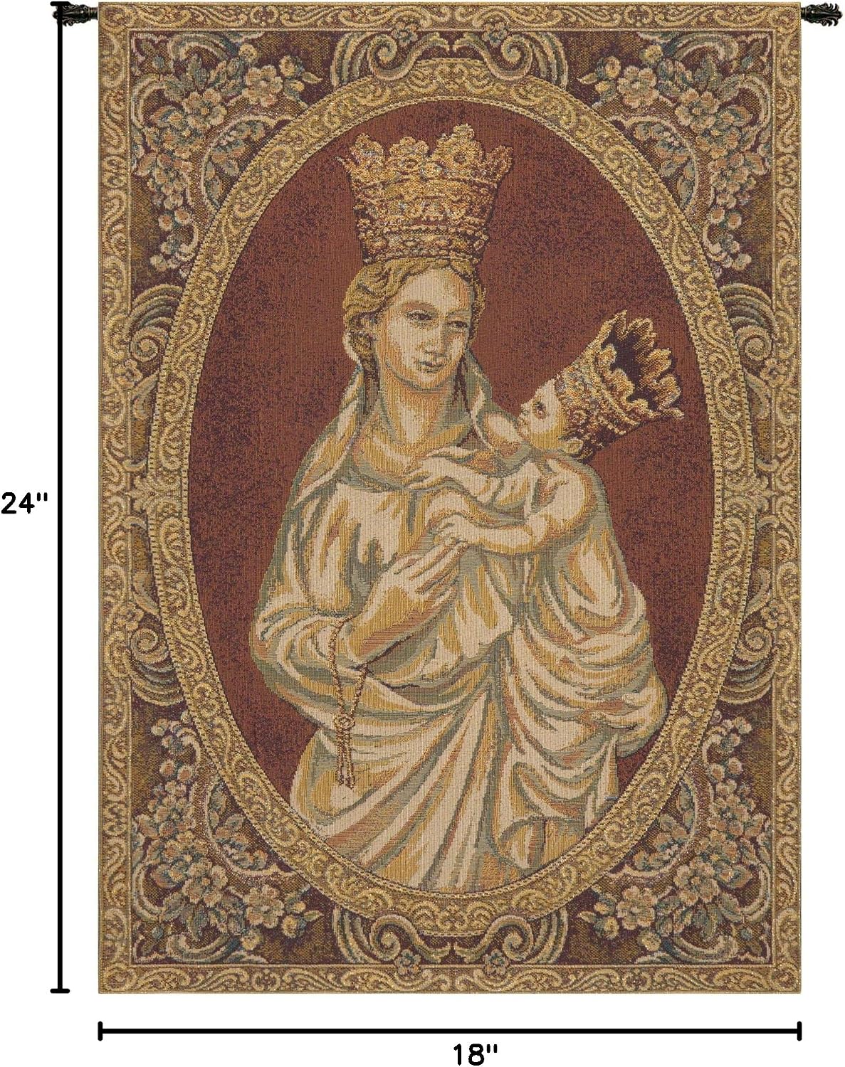 Charlotte Home Furnishings Inc. Madonna From Trapani Italian Tapestry Wall Hanging 24 X 18 Inch Viscose Cotton And Polyester Blend Wall Art Perfect For Home And Wall Decor By Nino Pisano