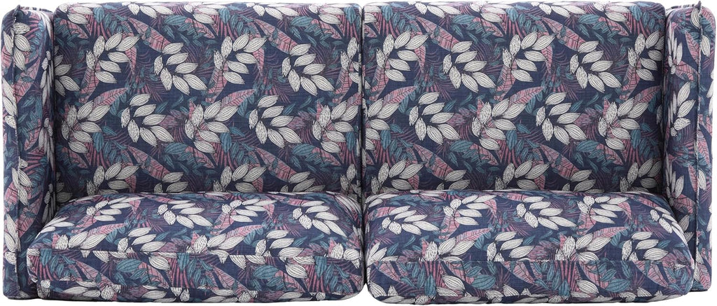 Christopher Knight Home Brena Modern Fabric Upholstered Loveseat Sofa, Wooden 2 Seater Sofa Couch with Deep Seat, Comfy Cloud Couch for Living Room, Bedroom, Home Office, Blue+White