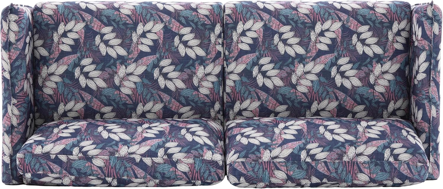 Christopher Knight Home Brena Modern Fabric Upholstered Loveseat Sofa, Wooden 2 Seater Sofa Couch with Deep Seat, Comfy Cloud Couch for Living Room, Bedroom, Home Office, Blue+White