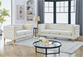 KEIKI Tufted Velvet 3+2 Seat Sofa Couch for Living Room, Buttons Tufted Square Arm Couch for Home Apartment, Beige