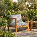 Christopher Knight Home Grice Acacia Wood Lounge Chair Outdoor with Removable Cushion, Wooden Patio Accent Chair with Open Frame Design, Outdoor Armchair for Patio Furniture Set, Light Grey + Teak