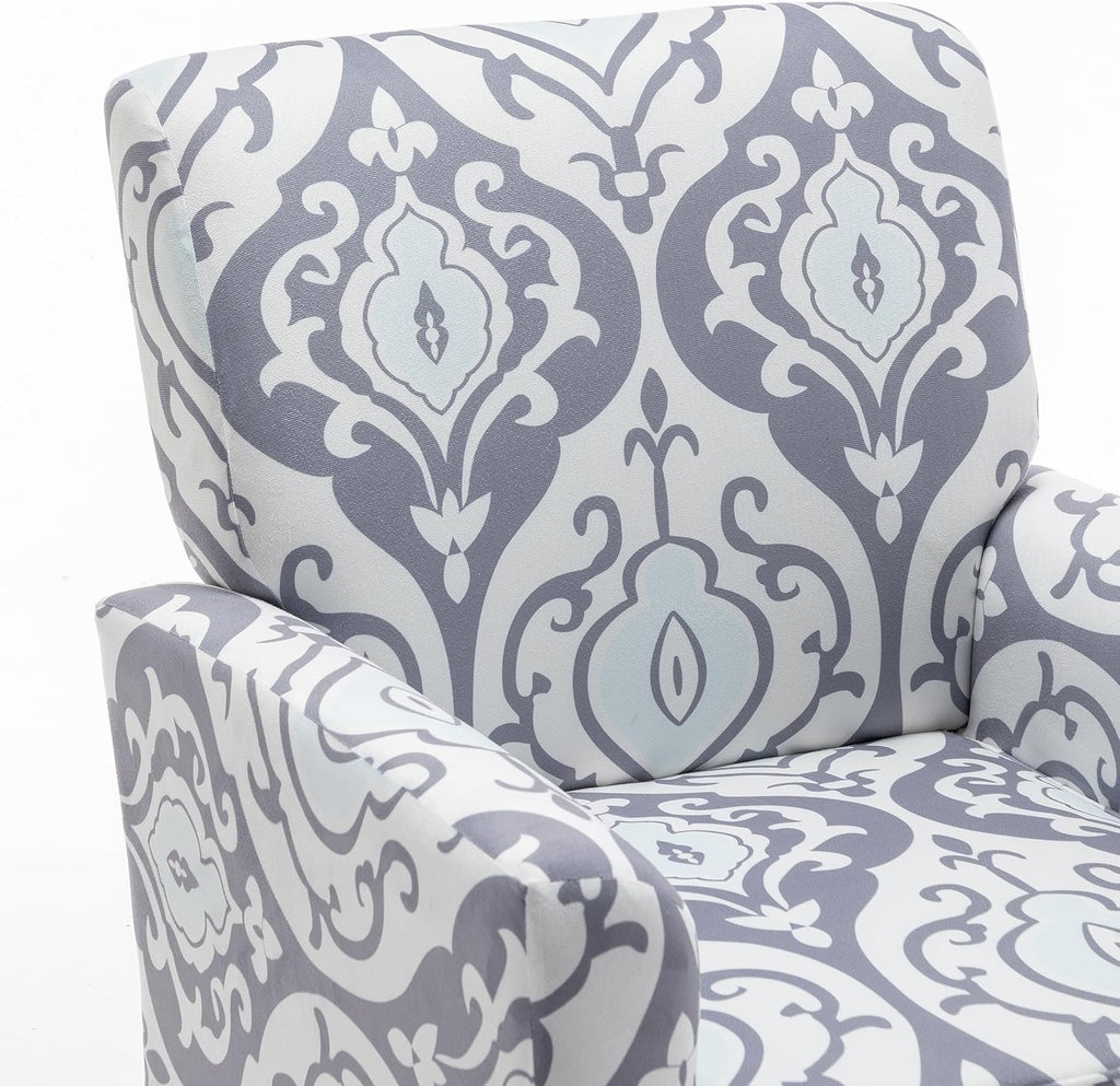 Container Furniture Direct Contemporary Accent Arm Chair with Birch Wood Frame and Velvet Upholstery, Armchair for Office and Living Room Decor, Removable Cushions, 05 Printed Fabric