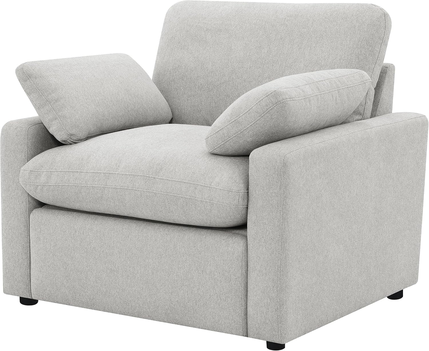 Coaster Home Furnishings - Collins - Wood and Fabric - Power Recliner with Horizontal Tufted Detail, Padded Arms, and Reversible Cushions - Living Room - Gray - 609563P