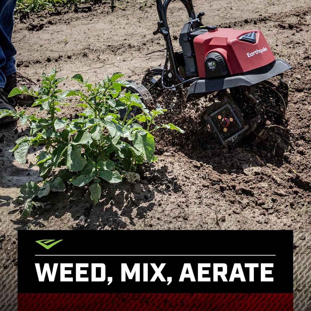 Earthquake 60V Cultivator with 4Ah Battery and Charger Included, Variable Speed Trigger, Adjustable Transport Wheels, Overhand Handlebars, U.S. Based Customer Support, 46091