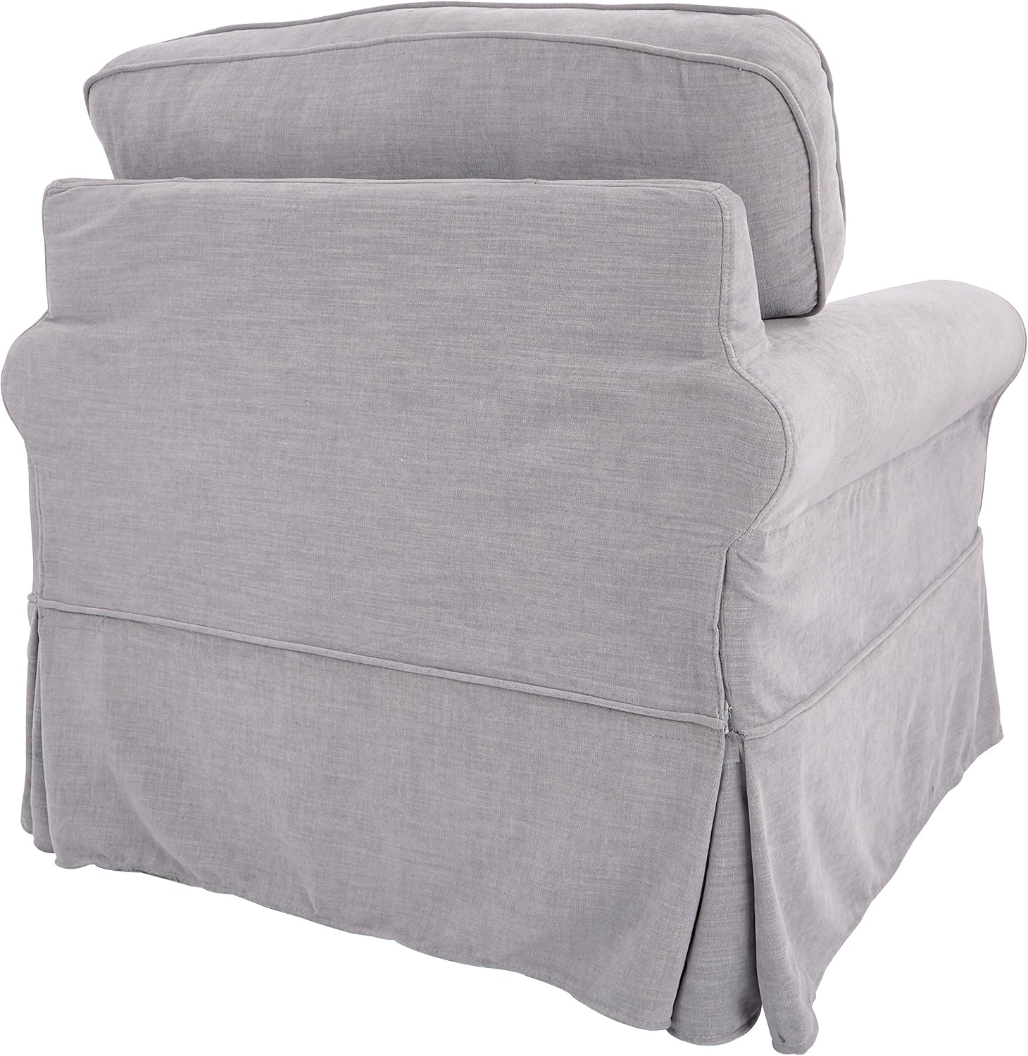 OSP Home Furnishings Ashton Rolled Arm Chair with Slipcover, Fog Grey
