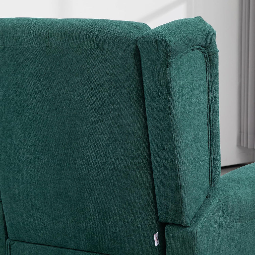 HOMCOM Mid-Century Modern Accent Chair, High Wingback Reading Chair, Button-Tufted Upholstered Fabric Armchair with Retro Wood Legs for Apartment, Living Room, Bedroom, Dark Green