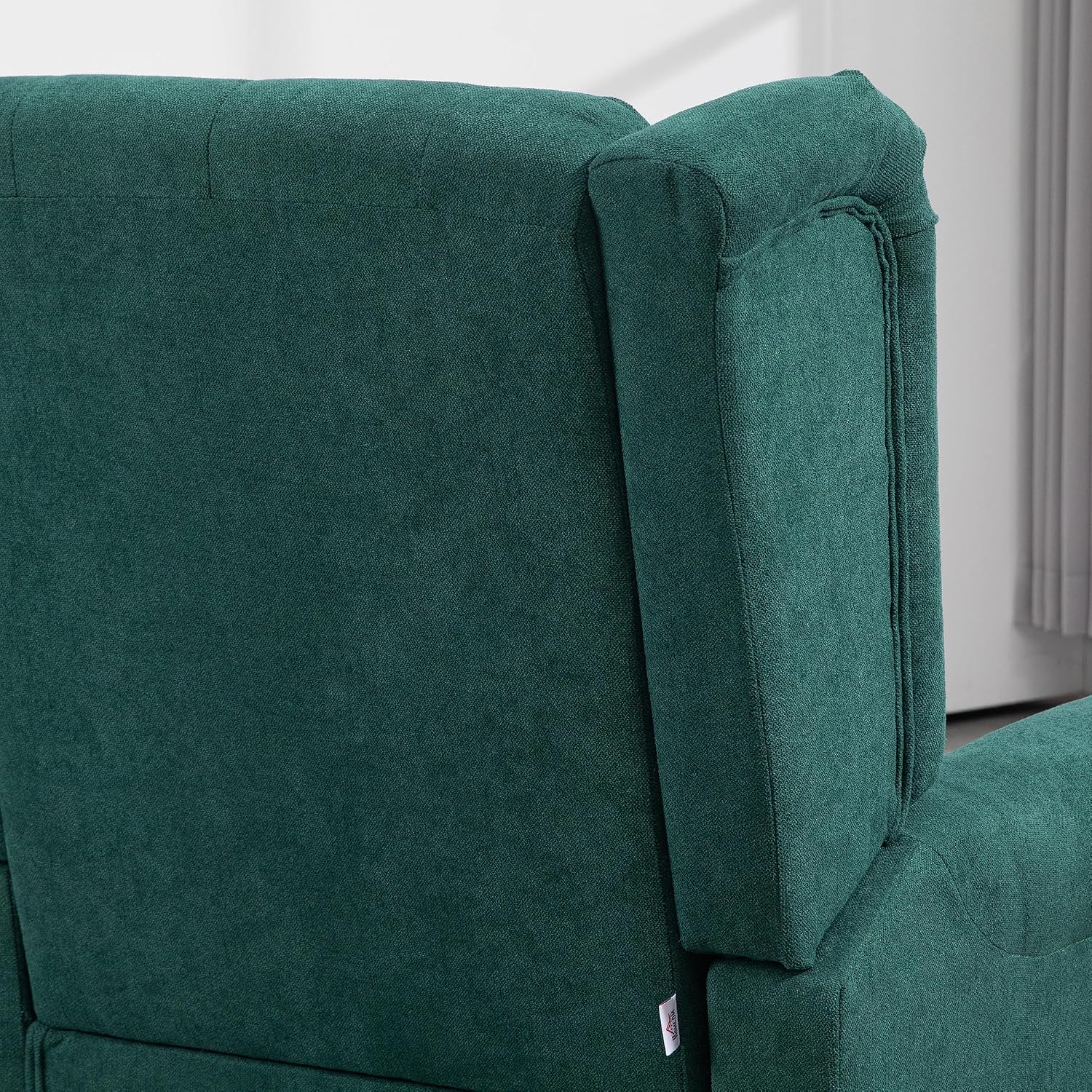 HOMCOM Mid-Century Modern Accent Chair, High Wingback Reading Chair, Button-Tufted Upholstered Fabric Armchair with Retro Wood Legs for Apartment, Living Room, Bedroom, Dark Green