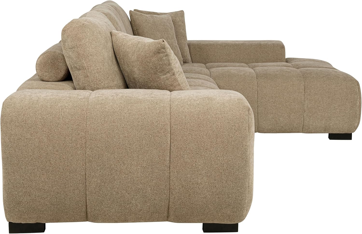 Coaster Home Furnishings - Octavia - Fabric - Upholstered Sectional Sofa with Chaise, Grid Tufting and Accent Pillows - Living Room - Camel - 509961
