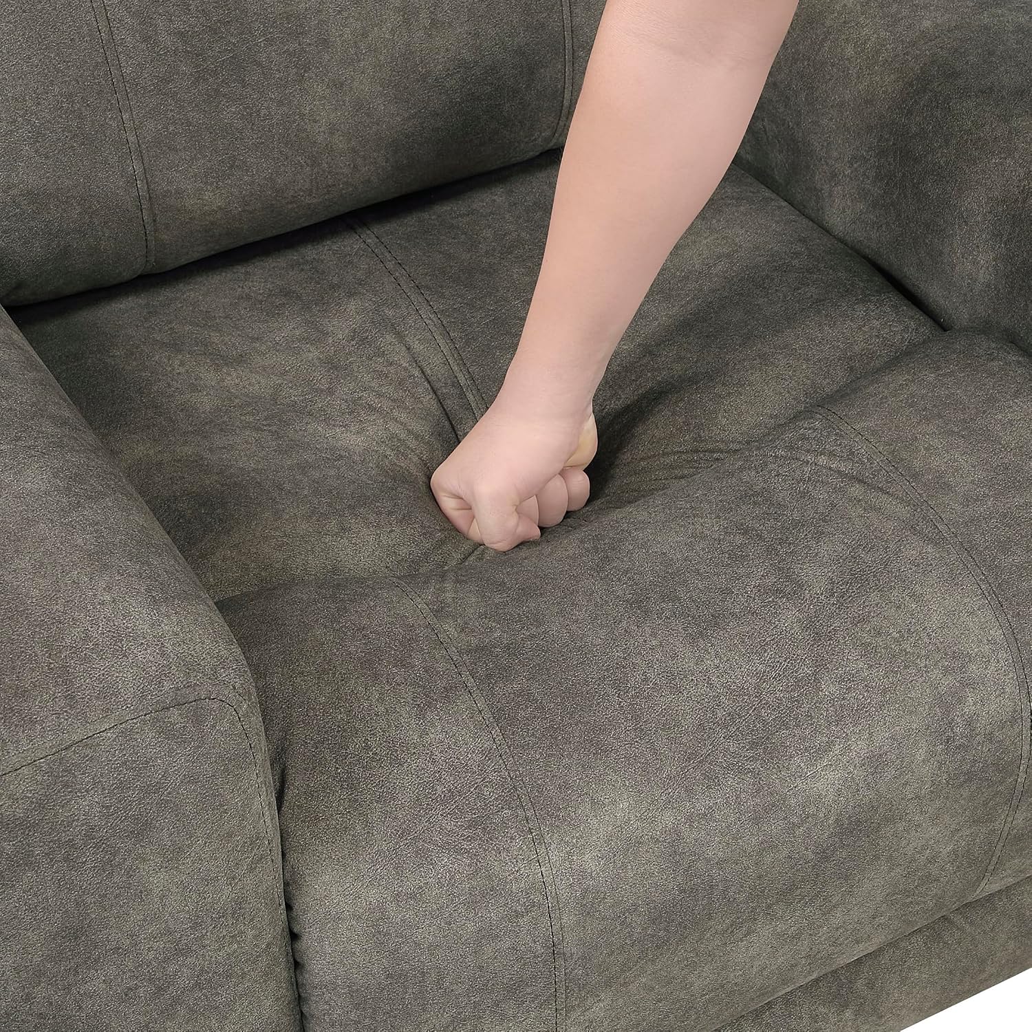 Lexicon Manual Double Reclining Sofa, Textured Microfiber Upholstered 3 Seater Manual Sofa Recliner for Living Room, Wall Hugger, Track Arm, Easy Assembly, Brown