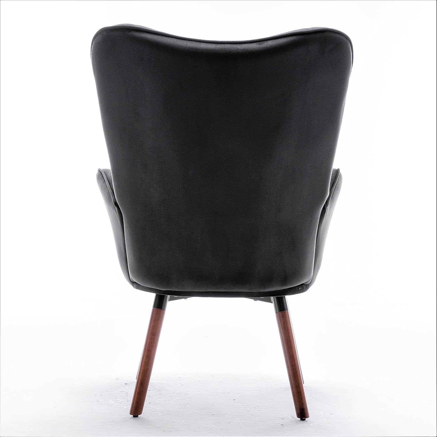 Container Furniture Direct Chic Accent Arm Chairs for Living Room, Bedroom, or Home Office, Button-Tufted Midcentury Armchair with Wingback Design and Splayed Legs, Black