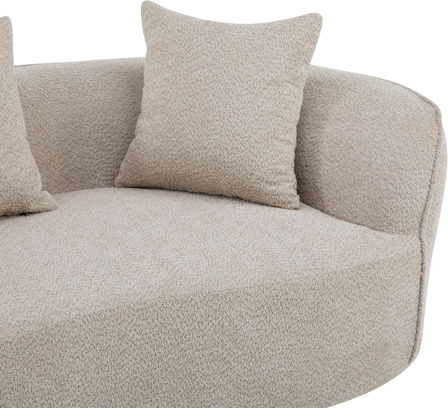 Christopher Knight Home Braebt 126' Comfy Upholstered Cloud Couch, 5-Seater Sofa Couches, Curved Modular Sectional Sofa with 4 Throw Pillows for Living Room, Study, No Assembly Required, Almond