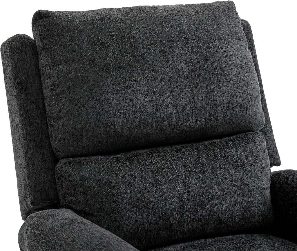 Christopher Knight Home Harper Massage Recliner Chair with 8 Modes, Chenille Upholstered Recliner Sofa, Swivel Massage Chair with a Side Storage Pocket for Living Room/Bedroom, Head Support, Black