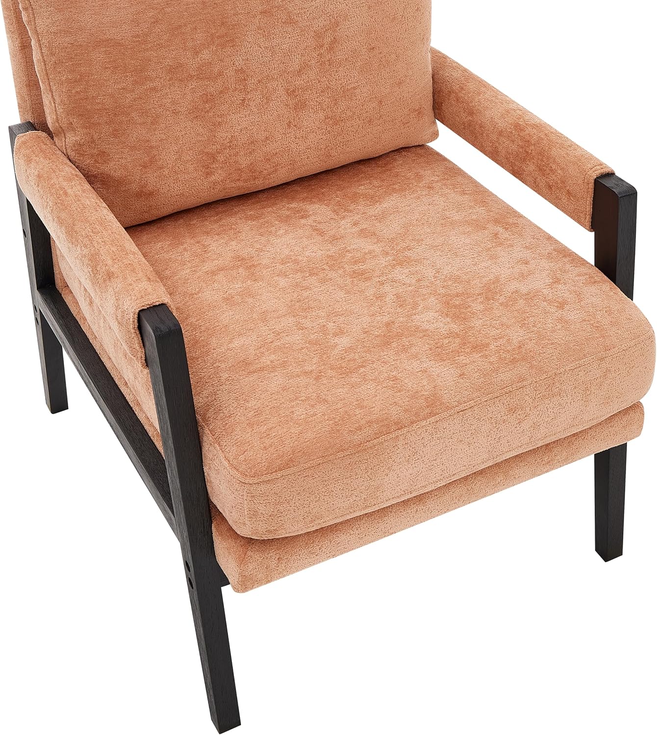 Roundhill Furniture Kelly Mid-Century Modern Chenille Upholstered Accent Armchair, Orange