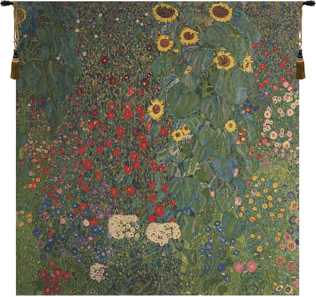 C Charlotte Home Furnishings Inc Country Garden III European Tapestry Wall Hanging | Viscose Cotton and Polyester Blend Wall Art | 38 in. x 37 in | Home Decor Accents | Inspired by Gustav Klimt