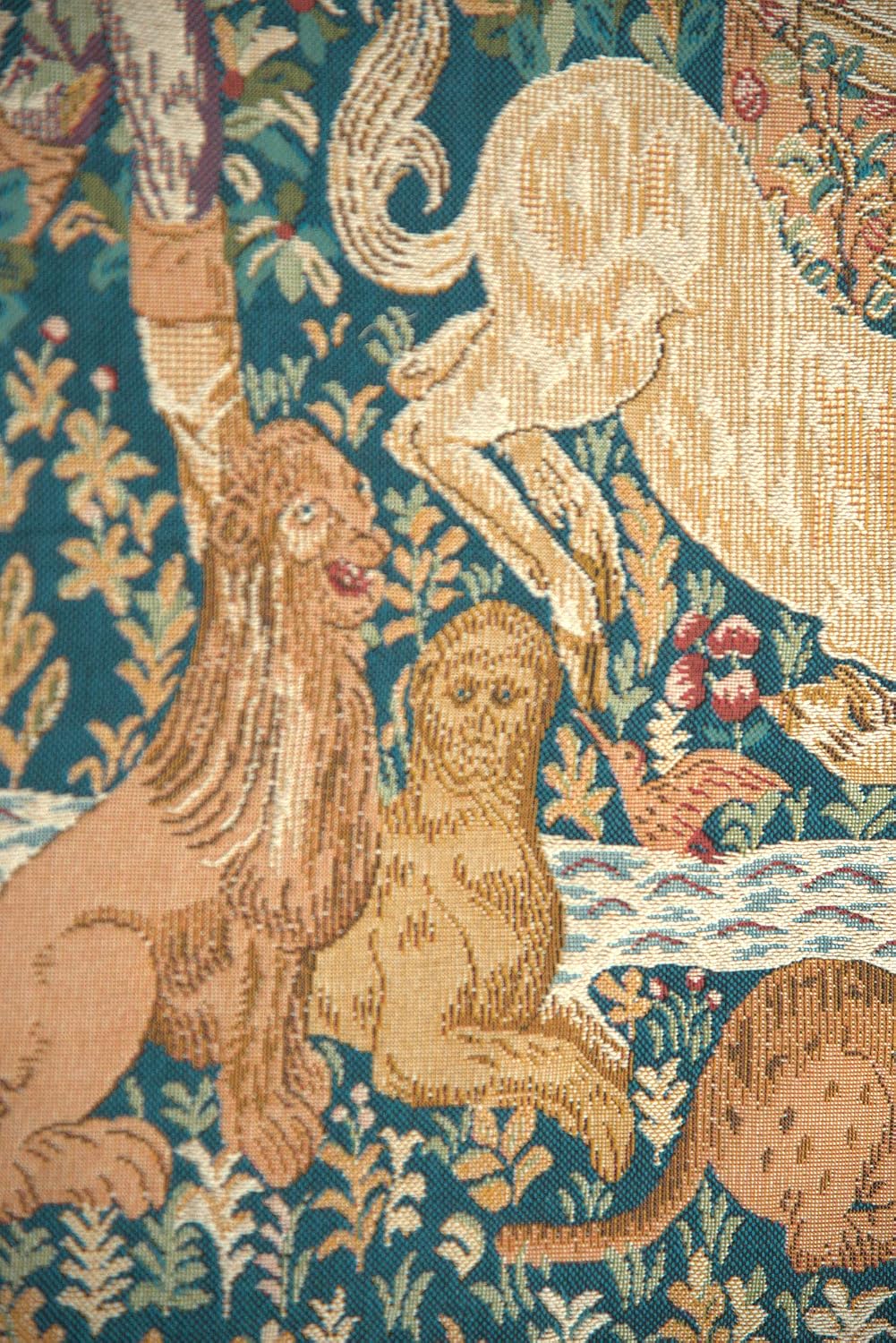 Charlotte Home Furnishings Licorne A La Fontaine Tapestry, 45 X 35 In | French Tapestry, Viscose Cotton And Polyester Blend, Wall Hanging, Wall Art