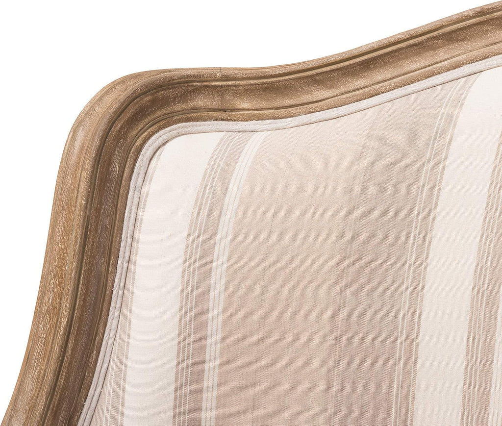 Baxton Studio Striped Charlemagne Traditional French Accent Chair, Oak Brown