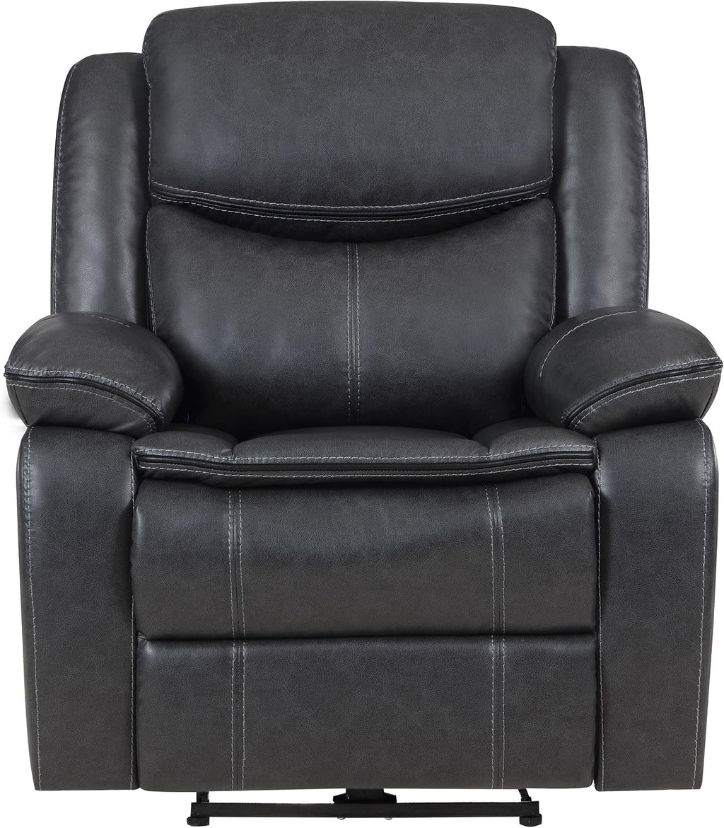 Coaster Home Furnishings - Sycamore - Faux Leather Upholstered Power Recliner Chair with Built-in USB Port, Contour Tufting and Control Panel - Living Room - Dark Gray - 610233P