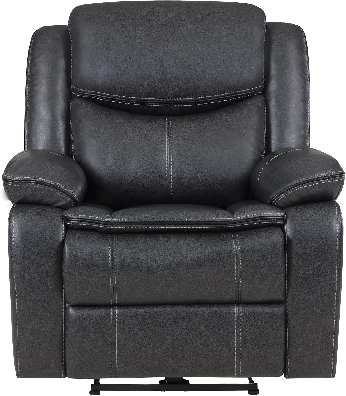 Coaster Home Furnishings - Sycamore - Faux Leather Upholstered Power Recliner Chair with Built-in USB Port, Contour Tufting and Control Panel - Living Room - Dark Gray - 610233P