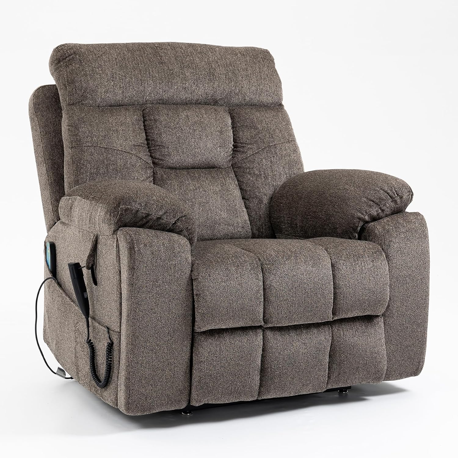 Oversized Lift Recliner Chair for Big and Tall Elderly, 26' Extra Wide Seat Power Lift Recliners with Heat and Massage, Dual Motor Electric Lay Flat Living Room Sofa with Lumbar Pillow