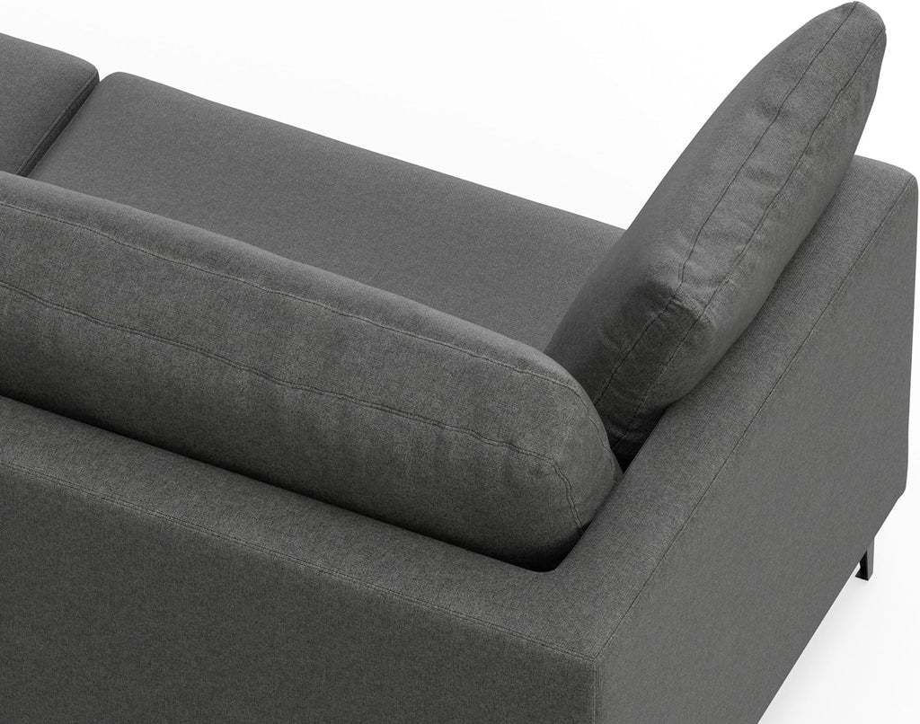 SIMPLIHOME Ava Sofa and Ottoman in 100% Recycled Polyester Performance Fabric, Pebble Grey, 90-inch-Wide 3-Seater Couch and Matching 36-inch-Wide Table Ottoman for Living Room, 2-Piece Set