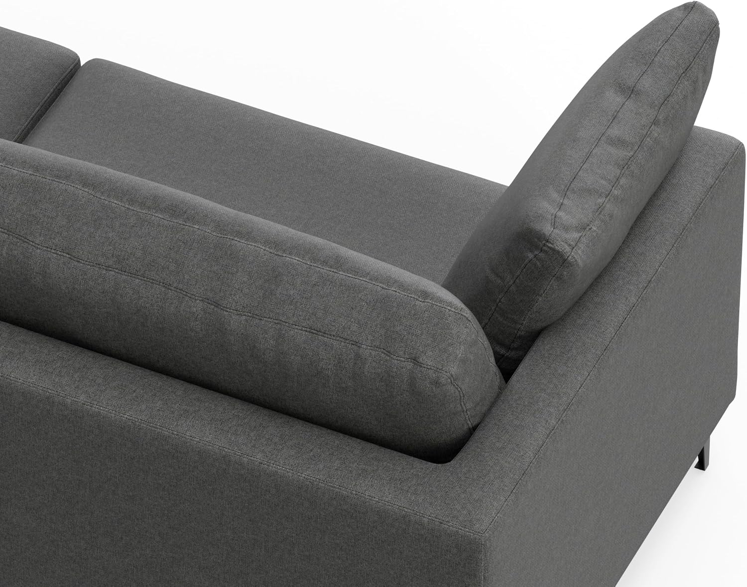 SIMPLIHOME Ava Sofa and Ottoman in 100% Recycled Polyester Performance Fabric, Pebble Grey, 90-inch-Wide 3-Seater Couch and Matching 36-inch-Wide Table Ottoman for Living Room, 2-Piece Set