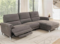 Furniture of America Drex Modern Chenille Sectional Recliner with Chaise and USB Ports, Reclining Sofa, L Shaped Comfy Couches for Living Room, Home Theater, Right Facing, Brown