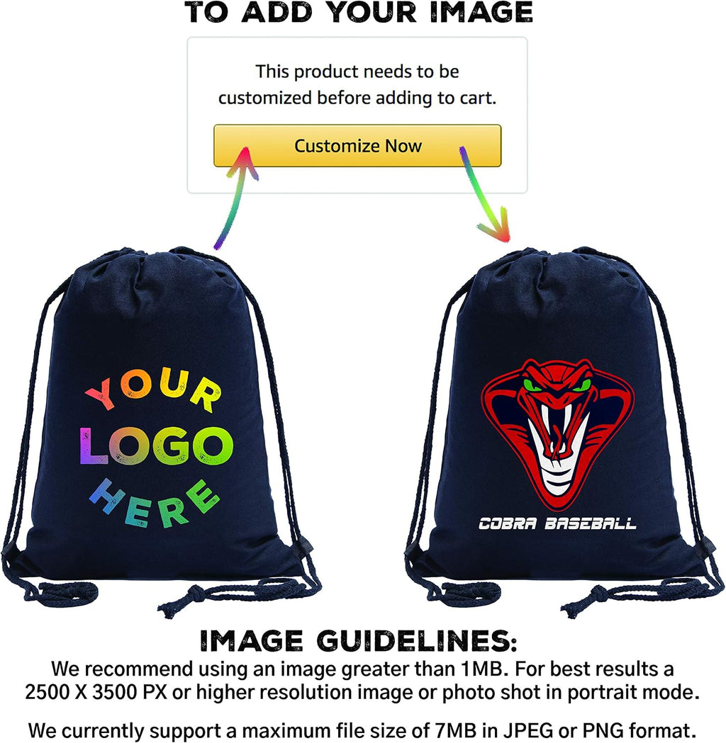 Mato & Hash Wholesale Custom Drawstring Backpacks, Personalized Promotional Cotton Bags - 100PK White CE2725