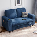 LINSY HOME Loveseat Sofa with Storage, Plush Corduroy Love Seat Couch Sectional Couches for Small Space Living Room Apartment Bedroom (Blue)