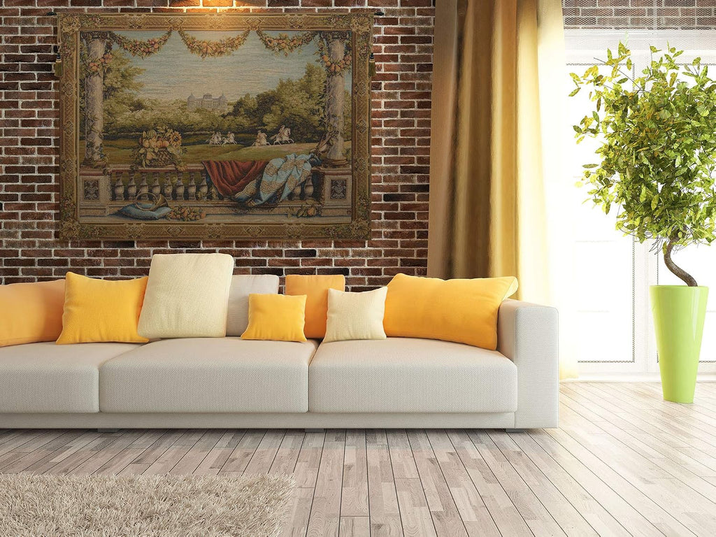 Charlotte Home Furnishings Inc. Chateau Bellevue French Tapestry Wall Hanging 58 X 78 Inch Viscose Cotton And Polyester Blend Wall Art Perfect For Home Decor Room Decor And Wall Decor