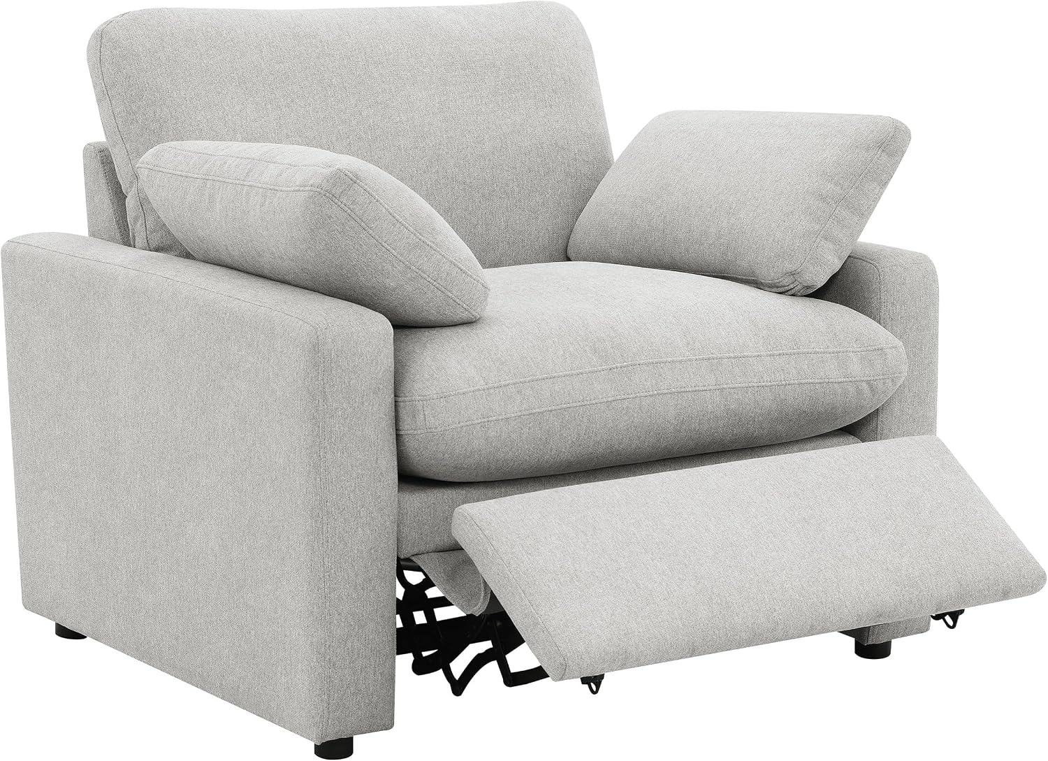 Coaster Home Furnishings - Collins - Wood and Fabric - Power Recliner with Horizontal Tufted Detail, Padded Arms, and Reversible Cushions - Living Room - Gray - 609563P