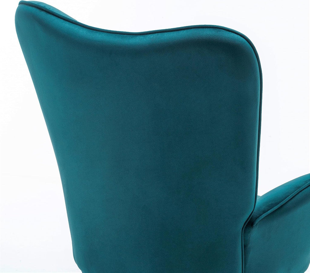 Container Furniture Direct Chic Accent Arm Chairs for Living Room, Bedroom, or Home Office, Button-Tufted Midcentury Armchair with Wingback Design and Splayed Legs, Greynish Blue