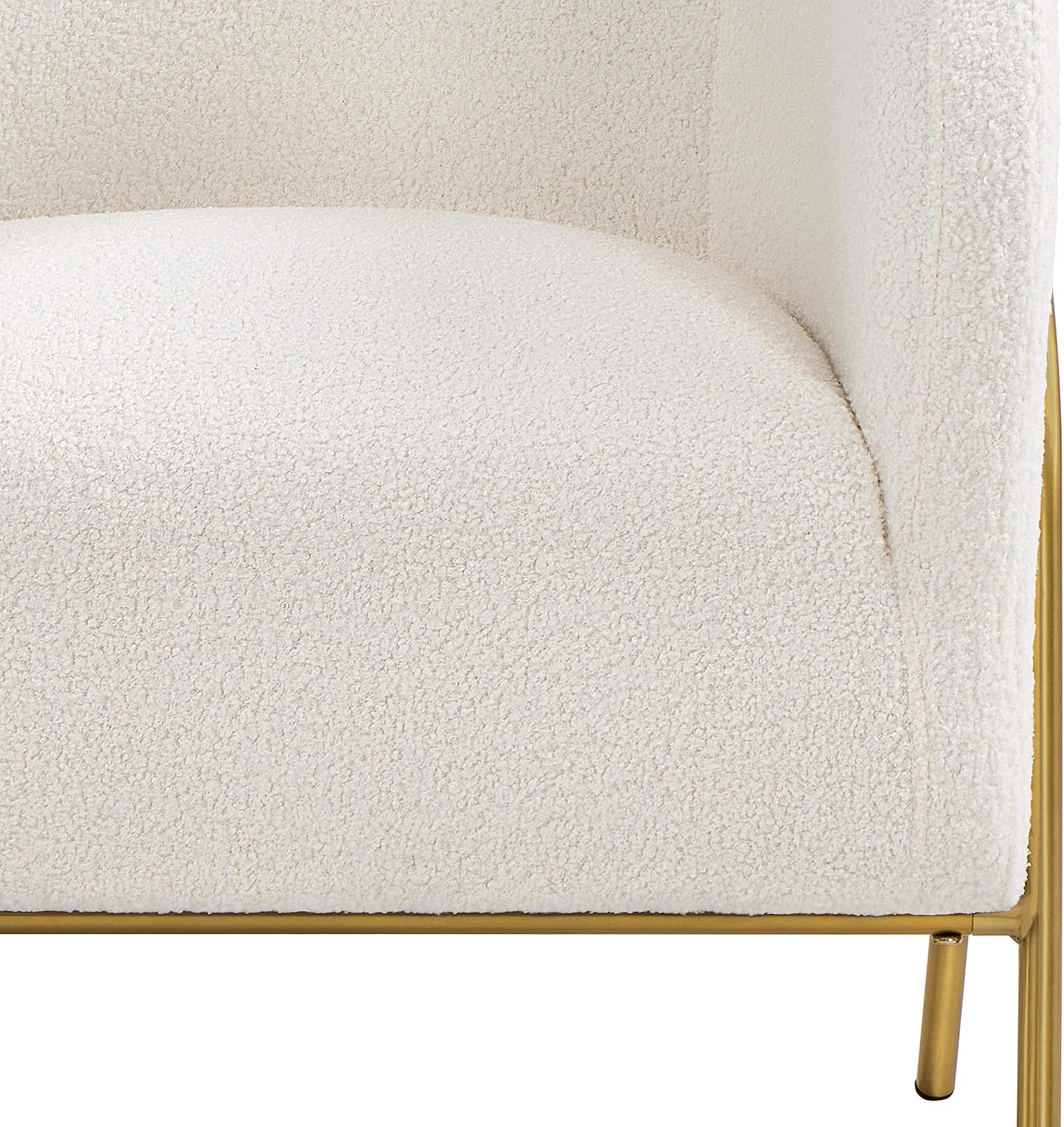 Yaheetech Accent Chair, Modern Barrel Chair, Boucle Fabric Vanity Chair with Golden Legs, Cozy Fuzzy Armchair for Living Room Makeup Room Bedroom Reading Nook Ivory