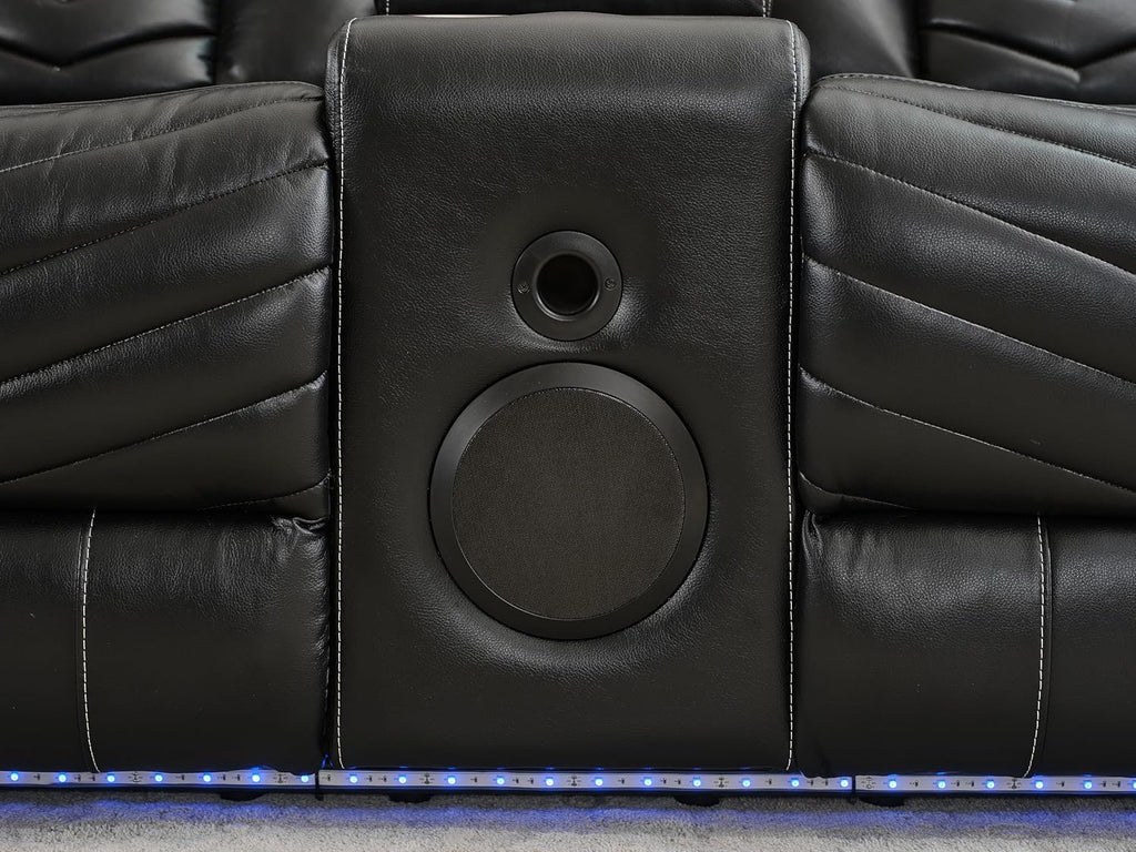 KEIKI 2-Piece Power Reclining Sofa Sets, Technical Leather Loveseat Sofa & 3 Seat Sofa, Living Room Furniture Set with Electric Recliners, Wireless Charger, Cup Holder, Storage Armrest, Black