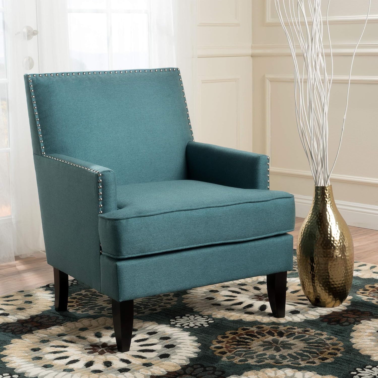 Christopher Knight Home Tilla Fabric Club Chair, Dark Teal
