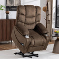 Power Lift Recliner Chair for Elderly, Overstuffed Back Lift Chair with Massage/Heat, Power Recliner Lay Flat 160° Cup Holders for Living Room（Brown）