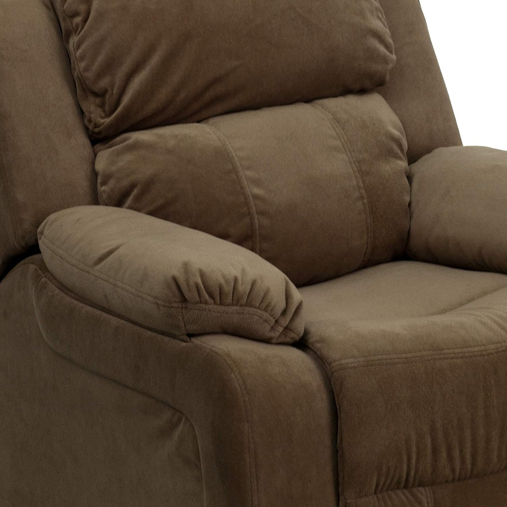 Flash Furniture Charlie Microfiber Kids Recliner with Flip-Up Storage Arms and Safety Recline, Contemporary Reclining Chair for Kids, Supports up to 90 lbs., Brown